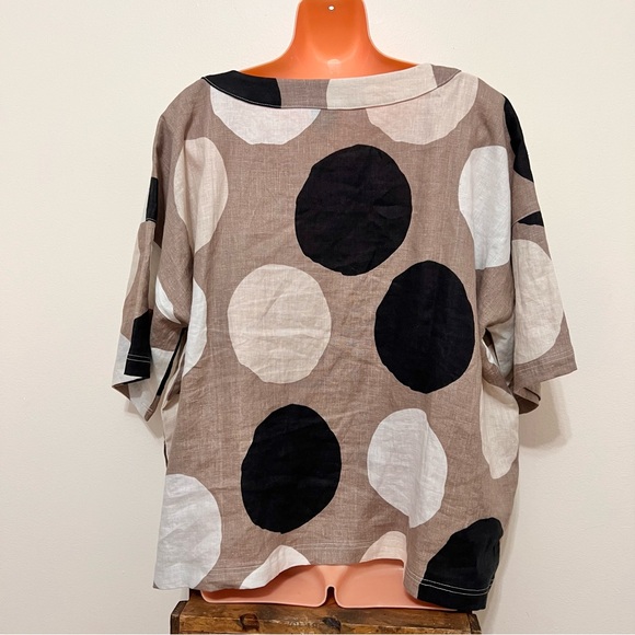Lisa Bayne Oversized Polkadot Linen Cropped Top - Picture 5 of 8